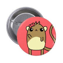 Kawaii Adorable Cartoon Brown Gerbil Button