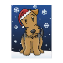 Kawaii Airedale Terrier Christmas Postcard