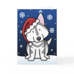Kawaii Alaskan Malamute Christmas Card
