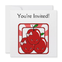 Kawaii Apple Basket (Girl) Invitation