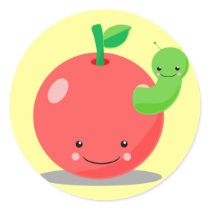 kawaii apple round stickers