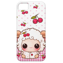 Kawaii baby sheep and cute cherries iPhone 5 case