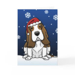 Kawaii Basset Hound Christmas Card
