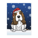 Kawaii Basset Hound Christmas Postcard