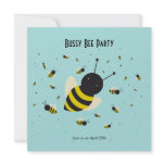 kawaii bee swarm and polka dots pastel blue invitations