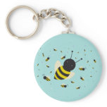kawaii bee swarm and polka dots pastel blue keychains