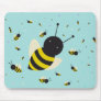 kawaii bee swarm and polka dots pastel blue mousepads