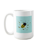 kawaii bee swarm and polka dots pastel blue mugs