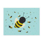 kawaii bee swarm and polka dots pastel blue postcards