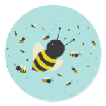 kawaii bee swarm and polka dots pastel blue stickers