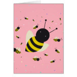 kawaii bee swarm and polka dots pastel pink cards