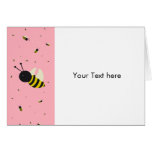 kawaii bee swarm and polka dots pastel pink greeting card
