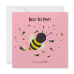 kawaii bee swarm and polka dots pastel pink invitations