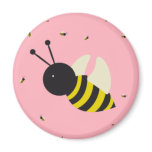 kawaii bee swarm and polka dots pastel pink refrigerator magnet