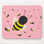 kawaii bee swarm and polka dots pastel pink mousepads