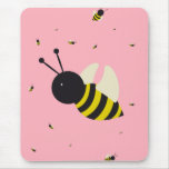 kawaii bee swarm and polka dots pastel pink mouse pad