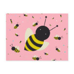 kawaii bee swarm and polka dots pastel pink postcards