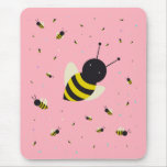KAWAII BEE SWARM AND polka dots pink pastel mousepads