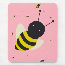 KAWAII BEE SWARM AND polka dots pink pastel Mousepad
