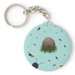 kawaii beehive and beeswarm keychains