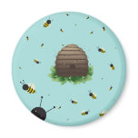 kawaii beehive and beeswarm magnets