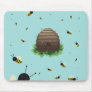 kawaii beehive and beeswarm mouse pads