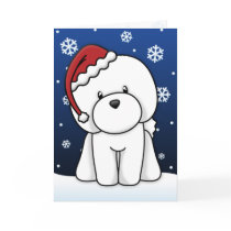 Kawaii Bichon Frise Christmas Card