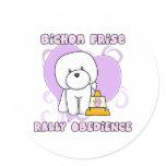 Kawaii Bichon Frise Rally Obedience Round Sticker