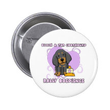 Kawaii Black and Tan Coonhound Rally Obedience Pinback Buttons