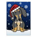 Kawaii Black and Tan Saluki Christmas Card