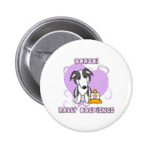 Kawaii Black & White Borzoi Rally Obedience Pinback Buttons