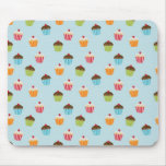 Kawaii blue cupcake pattern print. mousepads