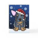 Kawaii Blue Heeler Christmas Card