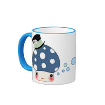 Kawaii blue mushroom with cute hat mug