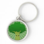 Kawaii Broccoli on Green Starburst Key Chain