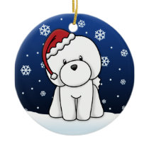Kawaii Cartoon Bichon Frise Christmas Ornament