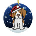 Kawaii Cartoon Brittany Spaniel Christmas Ornament
