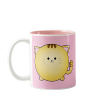 Kawaii Cartoon Cat on Pink Coffee Mug