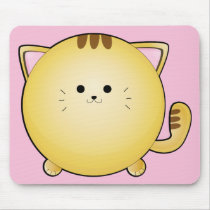 Kawaii Cartoon Cat on Pink Mousepad