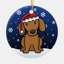 Kawaii Cartoon Red Dachshund Christmas Christmas Ornament