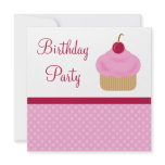 Kawaii Cherry Cupcake Birthday Party Invitations