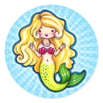Kawaii Chibi Cute Mermaid, Fantasy Fairy Art Sticker