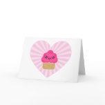 Kawaii Cupcake Heart Birthday Card