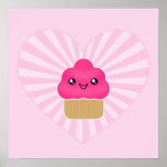 Kawaii Cupcake Heart Poster posters