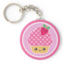 Kawaii Cupcake Strawberry Keychain