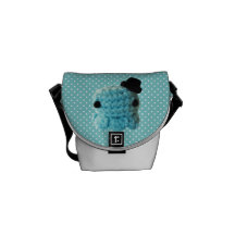 Kawaii Cute Crochet Amigurumi Octopus Top Hat Blue Messenger Bags