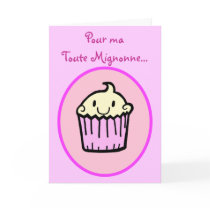 Kawaii Cute Cupcake French Birthday Card