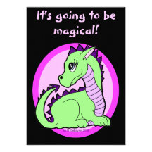 Kawaii Cute Dragon Birthday Party Personalized Invites