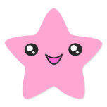 Kawaii Face Pink Star Sticker
