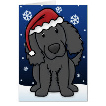 Kawaii Flat-Coated Retriever Christmas Card